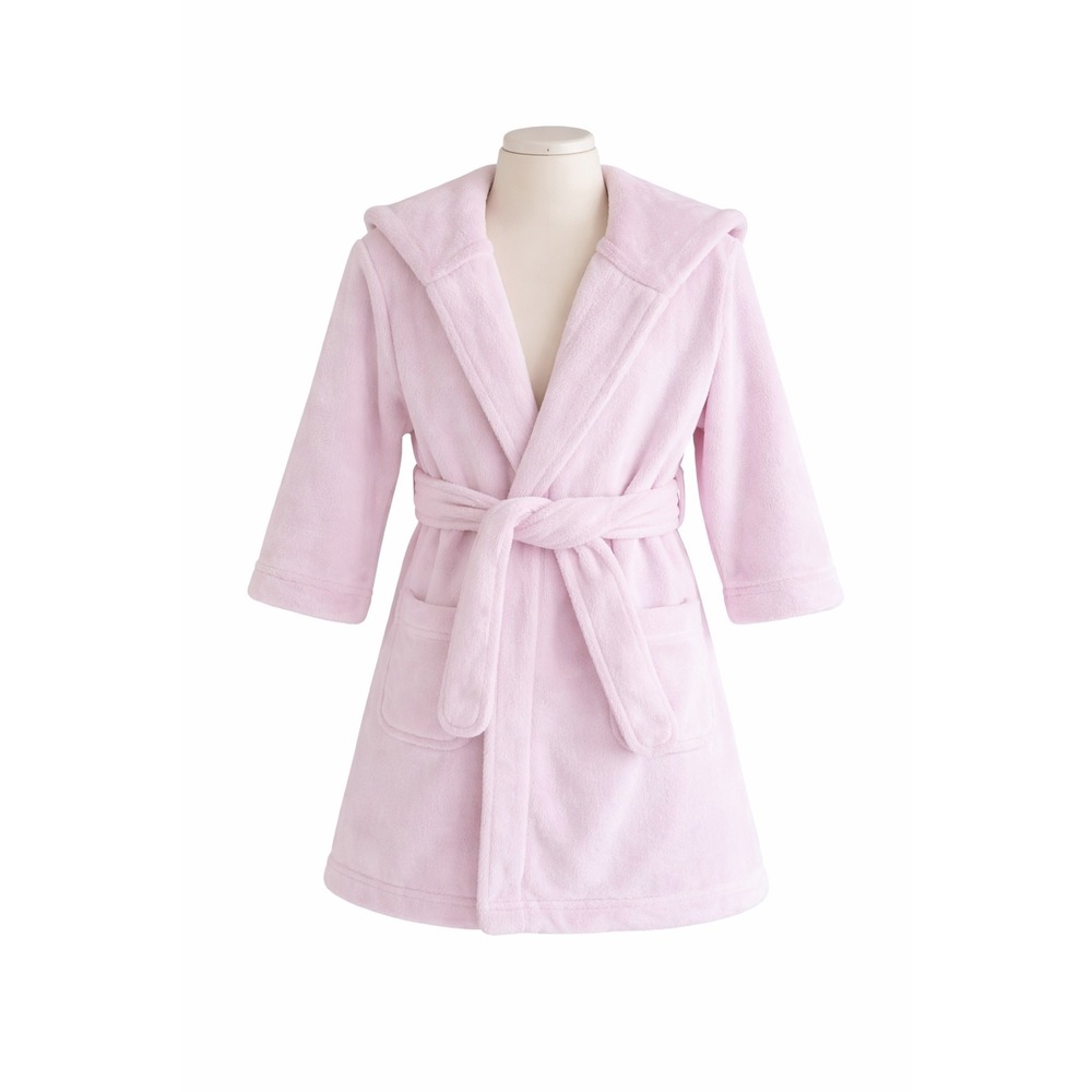 Pottery Barn Kids Robe Kids 2T-3T Light Pink Plush Hooded Fleece Bathrobe Cozy
